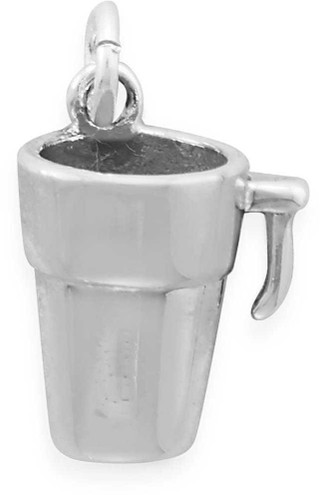 Image of Oxidized To Go Coffee Mug Charm 925 Sterling Silver
