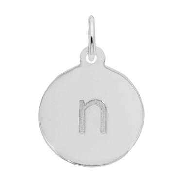 Image of Petite Initial Disc - Lower Case Block N Charm (Choose Metal) by Rembrandt