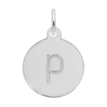 Image of Petite Initial Disc - Lower Case Block P Charm (Choose Metal) by Rembrandt