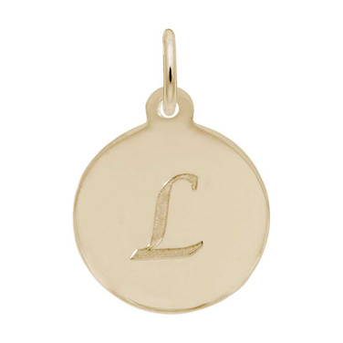 Image of Petite Initial Disc - Script L Charm (Choose Metal) by Rembrandt