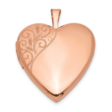 Pink-Finish Sterling Silver 20mm Polished Swirl Heart Locket Pendant
