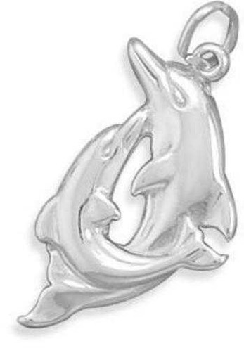 Image of Playful Dolphins Charm 925 Sterling Silver