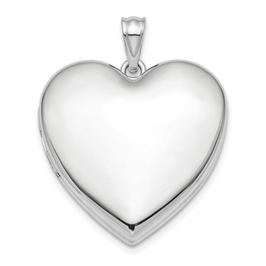Rhodium-Plated Sterling Silver 24mm Plain Heart Locket Pendant