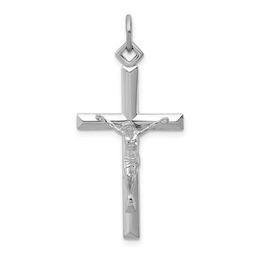 Image of Rhodium-Plated Sterling Silver Crucifix Pendant QC5429