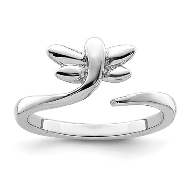 Rhodium-Plated Sterling Silver Dragonfly Toe Ring
