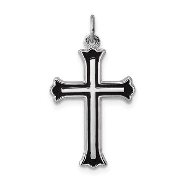 Image of Rhodium-Plated Sterling Silver Enameled Cross Charm QC3353