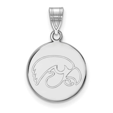 Image of Rhodium-plated Sterling Silver LogoArt University of Iowa Medium Disc Pendant