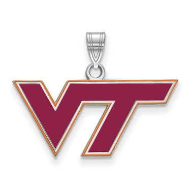 Image of Rhodium-plated Sterling Silver LogoArt Virginia Tech Medium Enamel Pendant