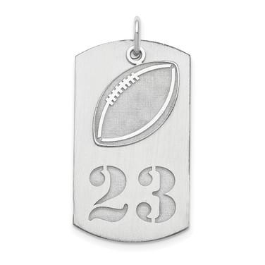 Rhodium-plated Sterling Silver Personalized 2-piece Football Dog Tag Pendant