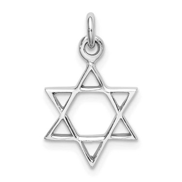 Image of Rhodium-Plated Sterling Silver Polished Star Of David Pendant