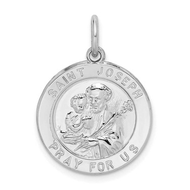 Image of Rhodium-Plated Sterling Silver Saint Joseph Medal Charm QC5682