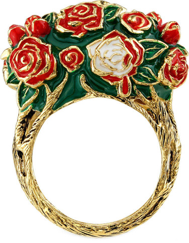 Rocklove Disney Alice In Wonderland Painting the Roses Gold-Plated Brass Ring