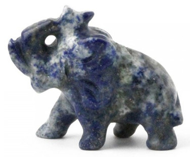 Solid Lapis Lazuli Elephant With Trunk Up Figurine 1 inch