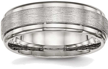 Image of Stainless Steel Brushed and Polished Ridged Edge Ring