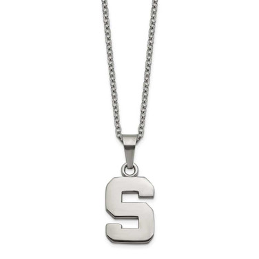 Image of Stainless Steel LogoArt Michigan State University Pendant Necklace w/2in ext.