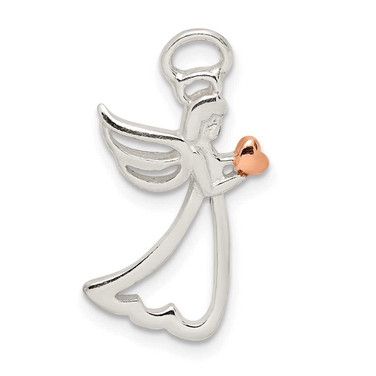 Image of Sterling Silver & Pink Polished Angel Pendant