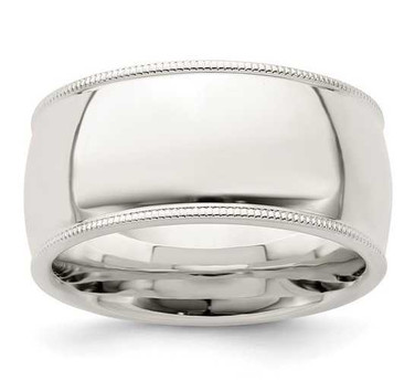 Image of Sterling Silver 10mm Milgrain Comfort Fit Band Ring