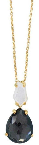 Image of Sterling Silver 16" + 2" Gold-plated Mother of Pearl and Simulated Hematite Necklace