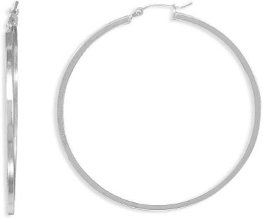 Image of Sterling Silver 2mm x 50mm Square Hoop Earrings