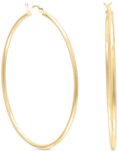 Image of Sterling Silver 2mm x 60mm Gold-plated Click Hoop Earrings