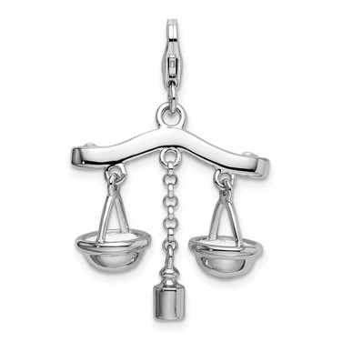 Image of Sterling Silver 3-D Enameled Scales Of Justice w/ Lobster Clasp Charm
