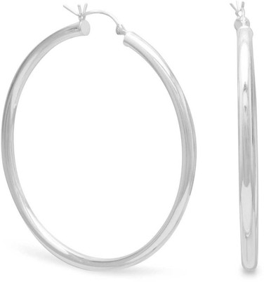 Image of 50mm Sterling Silver 3mm x 50 mm Hoop Earrings with Click