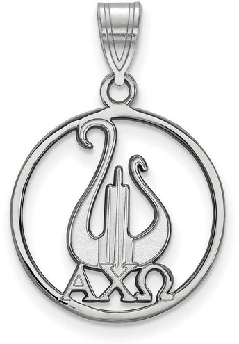 Image of Sterling Silver Alpha Chi Omega Small Circle Pendant by LogoArt (SS041ACO)