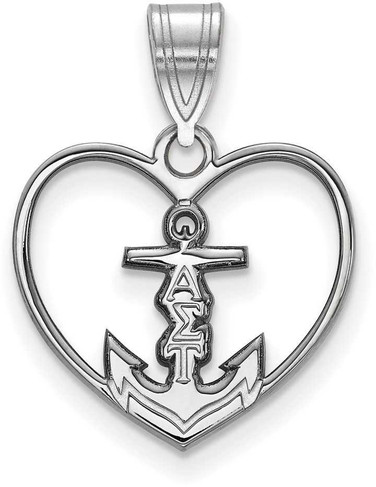 Image of Sterling Silver Alpha Sigma Tau Heart Pendant by LogoArt (SS040ALS)
