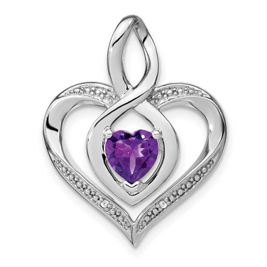 Image of Sterling Silver Amethyst and Diamond Pendant PM4440-AM-001-SSA