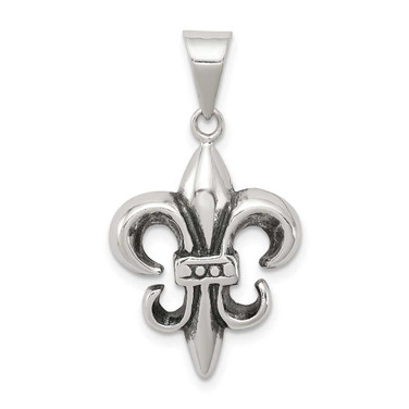 Image of Sterling Silver Antiqued Fleur De Lis Pendant QC6597