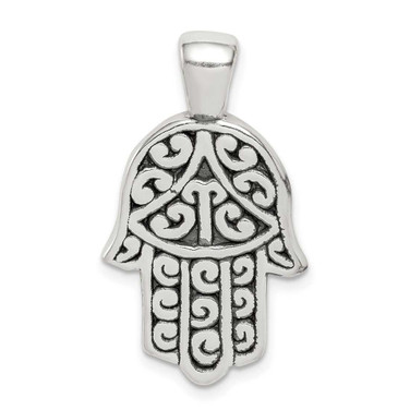 Image of Sterling Silver Antiqued Hamsa Pendant QC9441