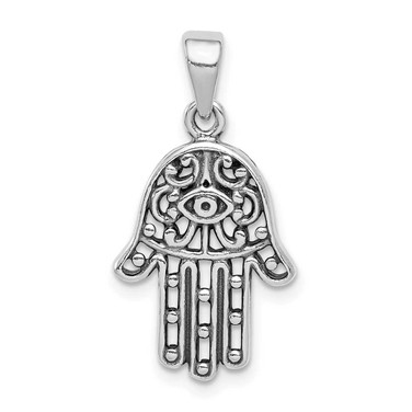 Image of Sterling Silver Antiqued Hamsa Pendant QC9442