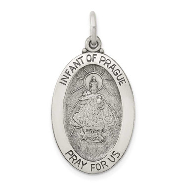Image of Sterling Silver Antiqued Infant Of Prague Medal Charm QC3450