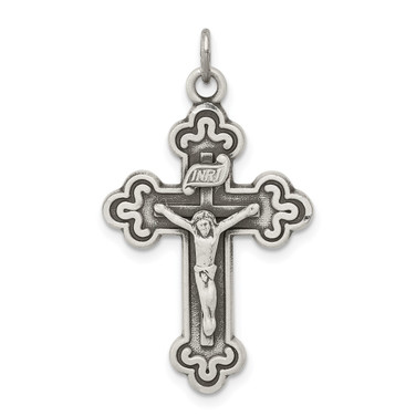 Sterling Silver Antiqued Inri Crucifix Pendant QC5438