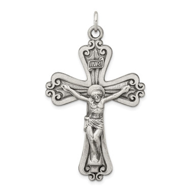 Sterling Silver Antiqued Inri Crucifix Pendant QC5445