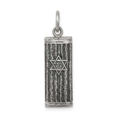Image of Sterling Silver Antiqued Mezuzah Pendant QC5922