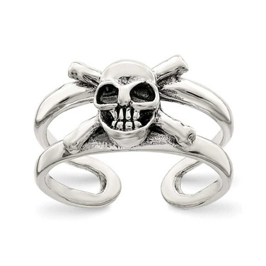 Image of Sterling Silver Antiqued Skull Toe Ring