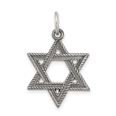Image of Sterling Silver Antiqued Star Of David Pendant QC5949