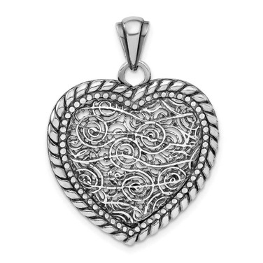 Image of Sterling Silver Antiqued Swirl Heart Pendant