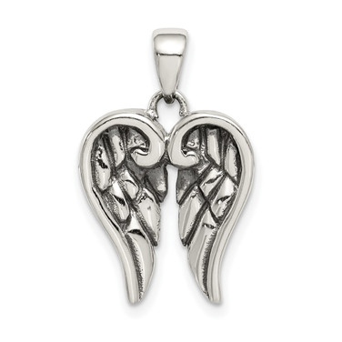 Sterling Silver Antiqued Wing Pendant QC9706