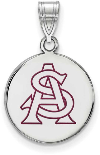 Image of Sterling Silver Arizona State University Medium Disc Pendant by LogoArt SS056AZS