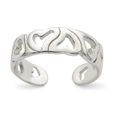 Image of Sterling Silver Artistic Elongated Heart Design Toe Ring