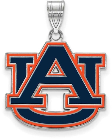 Image of Sterling Silver Auburn University Large Enamel Pendant by LogoArt