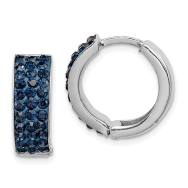 15mm Sterling Silver Blue Preciosa Synthetic Crystal Hinged Hoop Earrings QE9562