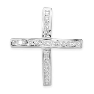 Image of Sterling Silver Cross with CZ Pendant QC7312