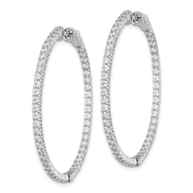 Image of 38mm Sterling Silver CZ 100 Stones In and Out Round Hoop Earrings