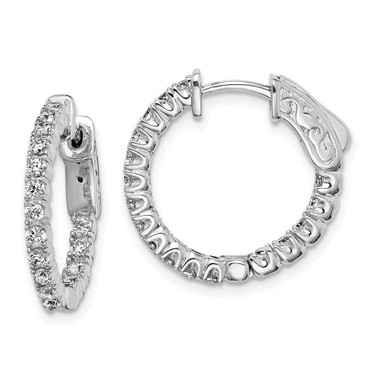 Image of 14mm Sterling Silver CZ 34 Stones In and Out Round Hoop Earrings