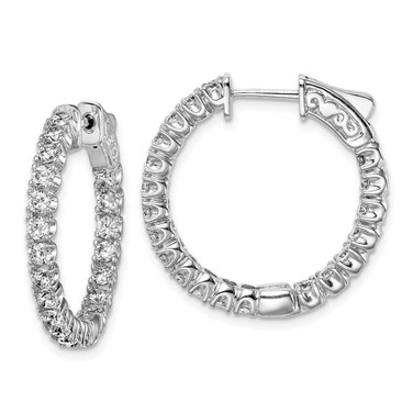 Image of 19mm Sterling Silver CZ 40 Stones In and Out Round Hoop Earrings QE7570