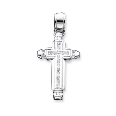 Image of Sterling Silver CZ Cross Pendant QC3313