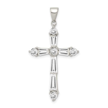 Image of Sterling Silver CZ Cross Pendant QC4307